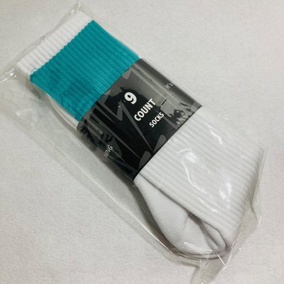 画像1: 9COUNT -ONE WAY- SOCKS (ハイソックス) color:[white/emerald]