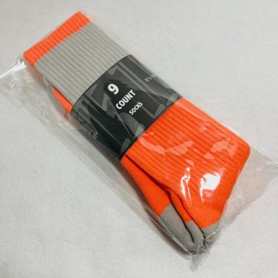 画像1: 9COUNT -ONE WAY- SOCKS (ハイソックス) color:[orange/gray]